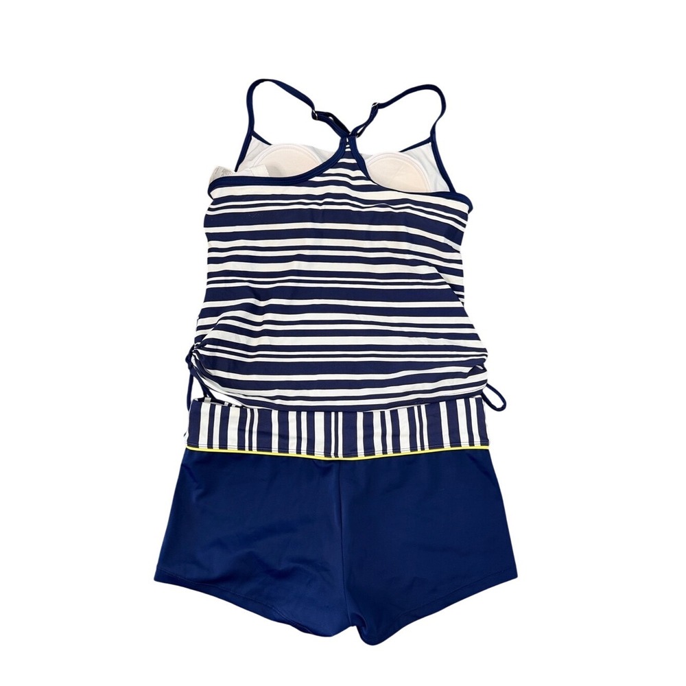 South Point Striped Tankini Swimsuit Set Blue White Size 10 - Picture 6 of 6